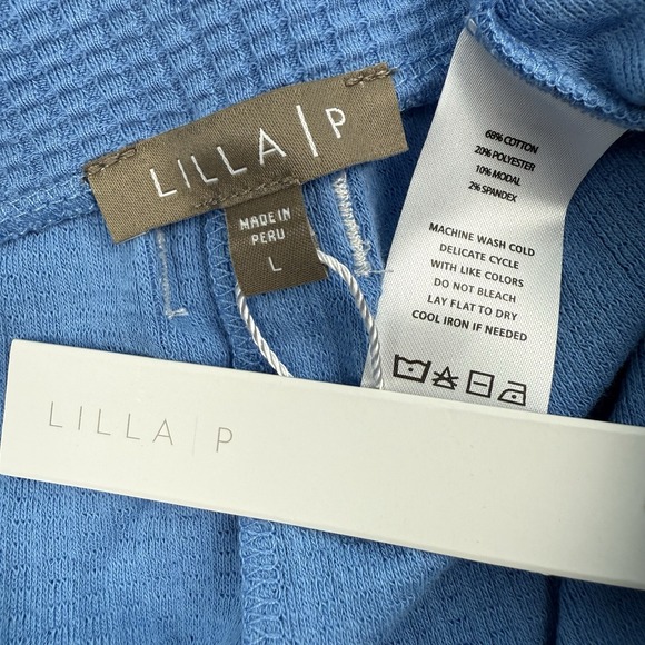 Lilla P Drawcord Waffle Pants Bluejay Blue Women Size Large Cotton Blend New - Picture 3 of 5